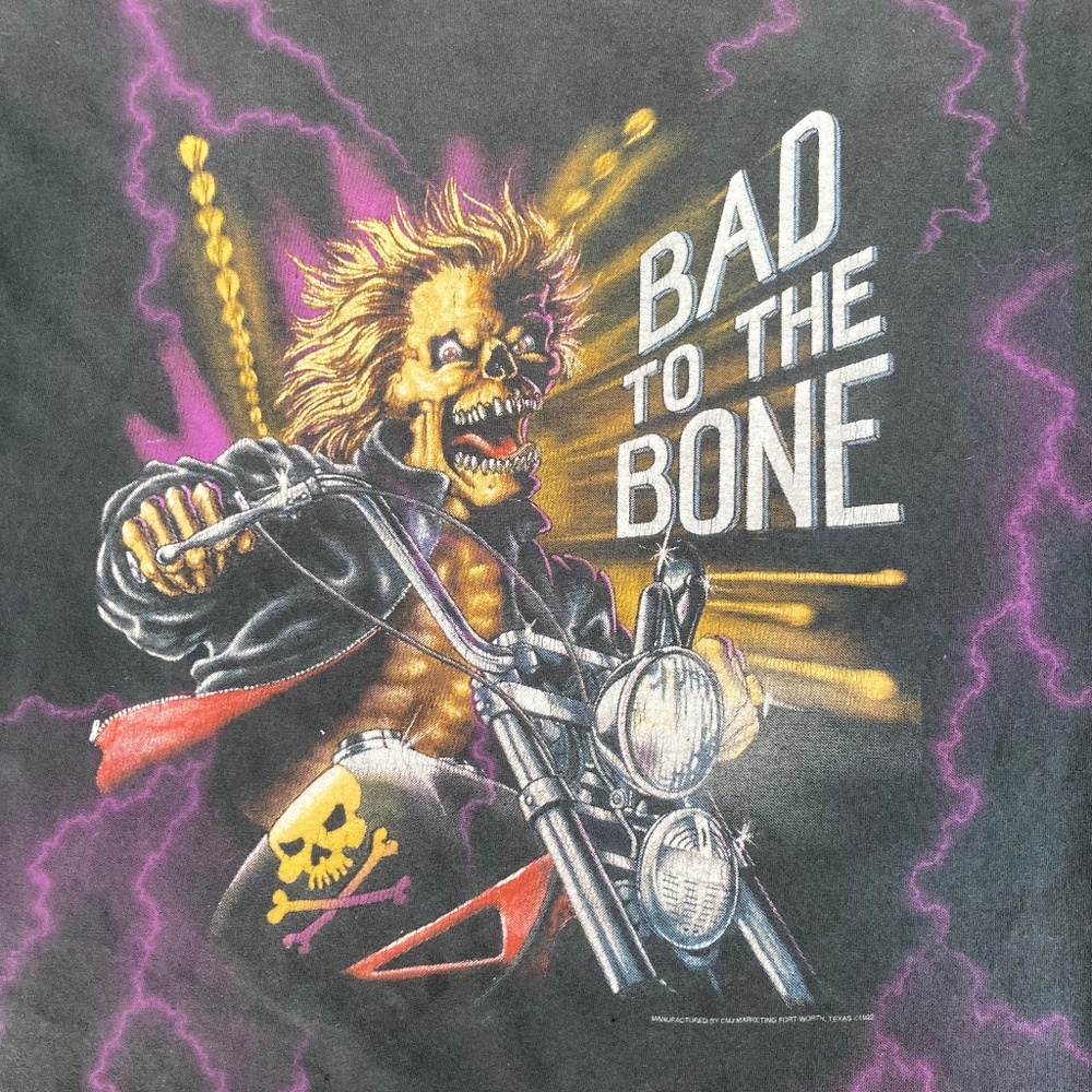 Rare Bad to the Bone 3D Emblem Lightning T-Shirt